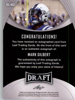 2021 Leaf Draft - Autographs #BA-MG1 Mark Gilbert Back