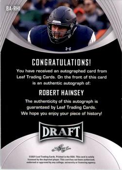 2021 Leaf Draft - Autographs #BA-RH1 Robert Hainsey Back
