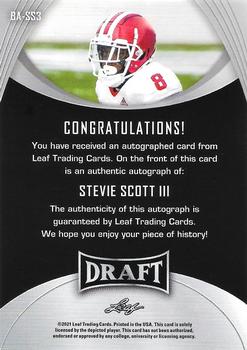 2021 Leaf Draft - Autographs #BA-SS3 Stevie Scott III Back