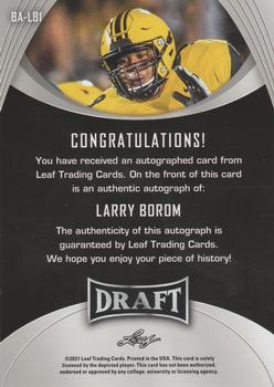 2021 Leaf Draft - Autographs Gold #BA-LB1 Larry Borom Back
