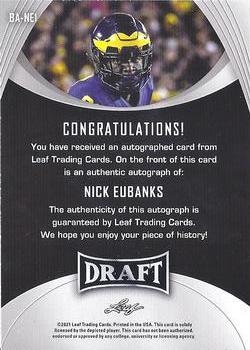2021 Leaf Draft - Autographs Gold #BA-NE1 Nick Eubanks Back
