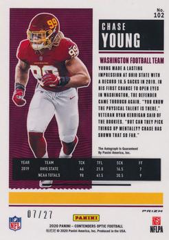2020 Panini Contenders Optic - Green Pulsar #102 Chase Young Back