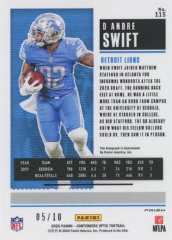 2020 Panini Contenders Optic - Gold #115 D'Andre Swift Back