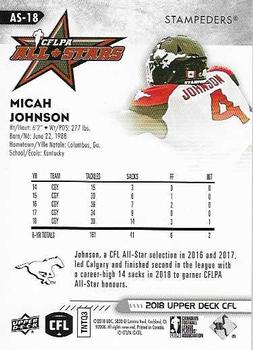 2018 Upper Deck CFLPA All-Stars #AS-18 Micah Johnson Back
