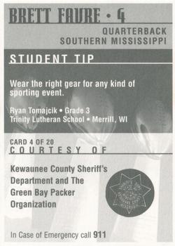 1997 Green Bay Packers Police - Kewaunee County Sheriff's Department #4 Brett Favre Back