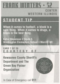 1997 Green Bay Packers Police - Kewaunee County Sheriff's Department #7 Frank Winters Back