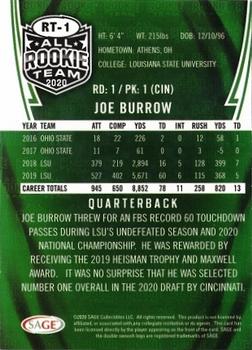 2020 SAGE All Rookie Team #RT-1 Joe Burrow Back