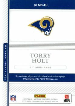 2020 Panini National Treasures - Material Signatures #MS-TH Torry Holt Back