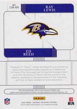 2020 Panini National Treasures - NFL Gear Combo Materials #CM-BR Ed Reed / Ray Lewis Back