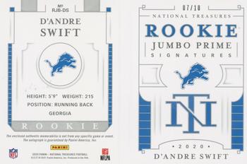 2020 Panini National Treasures - Rookie Jumbo Prime Signatures Booklet Football #RJB-DS D'Andre Swift Back
