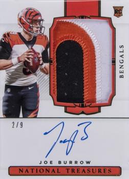 2020 Panini National Treasures - Rookie Patch Autographs Green Jersey Number #156 Joe Burrow Front