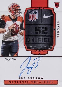 2020 Panini National Treasures - Rookie Patch Autographs Red Laundry Tag #156 Joe Burrow Front