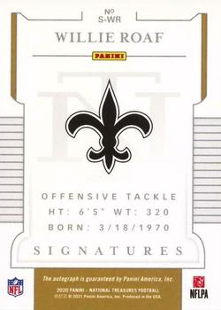 2020 Panini National Treasures - Signatures Emerald #S-WR Willie Roaf Back