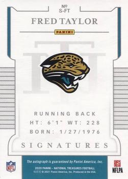 2020 Panini National Treasures - Signatures Gold #S-FT Fred Taylor Back