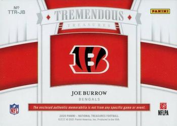 2020 Panini National Treasures - Tremendous Treasures Rookies Prime #TTR-JB Joe Burrow Back