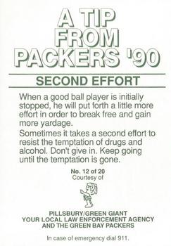 1990 Green Bay Packers Police - Pillsbury/Green Giant #12 Sterling Sharpe Back