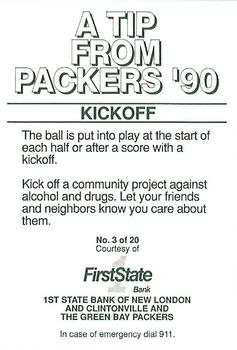 1990 Green Bay Packers Police - 1st State Bank of New London and Clintonville #3 Chris Jacke Back