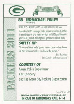 2011 Green Bay Packers Police - Amery  Police Department, Kids Company #6 Jermichael Finley Back