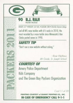 2011 Green Bay Packers Police - Amery  Police Department, Kids Company #11 B.J. Raji Back