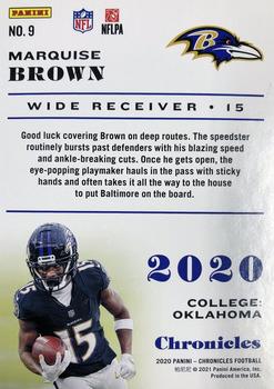 2020 Panini Chronicles - Pink #9 Marquise Brown Back