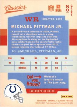 2020 Panini Chronicles - Classics #CL-21 Michael Pittman Jr. Back