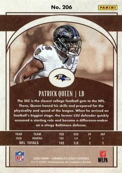 2020 Panini Chronicles - Legacy Update Rookies #206 Patrick Queen Back