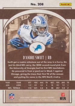 2020 Panini Chronicles - Legacy Update Rookies #208 D'Andre Swift Back