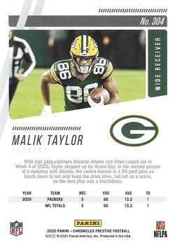2020 Panini Chronicles - Prestige Rookies Update #304 Malik Taylor Back