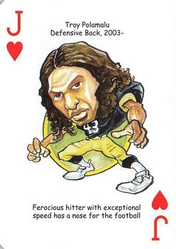 2010 Hero Decks Pittsburgh Steelers Football Heroes Playing Cards #J♥ Troy Polamalu Front