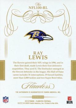 2020 Panini Flawless - 2019 Panini Flawless Football - NFL 100 Autograph Collection Emerald #NFL100-RL Ray Lewis Back
