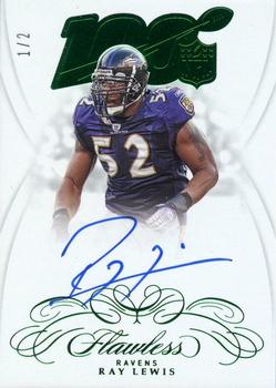 2020 Panini Flawless - 2019 Panini Flawless Football - NFL 100 Autograph Collection Emerald #NFL100-RL Ray Lewis Front