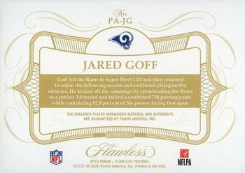 2020 Panini Flawless - 2019 Panini Flawless Football - Patch Autographs Sapphire #PA-JG Jared Goff Back