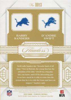 2020 Panini Flawless - Dual Diamond Memorabilia Platinum #DD13 Barry Sanders / D'Andre Swift Back