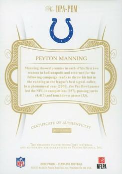 2020 Panini Flawless - Dual Patch Autographs #DPA-PEM Peyton Manning Back