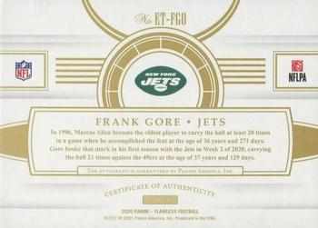 2020 Panini Flawless - Etched in Time Silver #ET-FGO Frank Gore Back