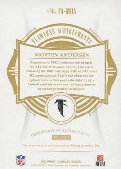 2020 Panini Flawless - Flawless Achievements Platinum #FA-MOA Morten Andersen Back
