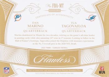 2020 Panini Flawless - Flawless Dual Autographs Emerald #FDA-MT Dan Marino / Tua Tagovailoa Back