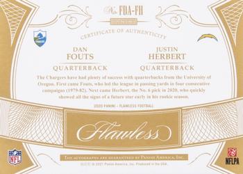 2020 Panini Flawless - Flawless Dual Autographs Platinum #FDA-FH Dan Fouts / Justin Herbert Back
