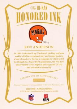 2020 Panini Flawless - Honored Ink Platinum #HI-KAN Ken Anderson Back