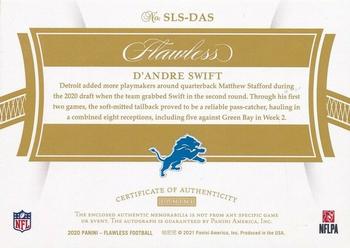 2020 Panini Flawless - Laundry Tag Signatures #SLS-DAS D'Andre Swift Back