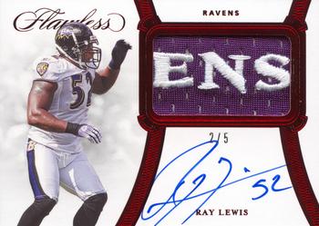 2020 Panini Flawless - Patch Autographs Ruby #PA-RLE Ray Lewis Front