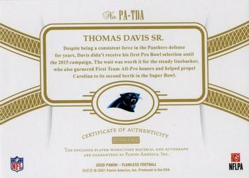 2020 Panini Flawless - Patch Autographs Silver #PA-TDA Thomas Davis Back