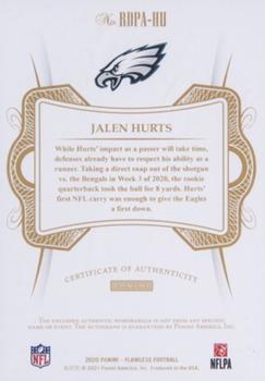 2020 Panini Flawless - Rookie Dual Patch Autographs Bronze #RDPA-HU Jalen Hurts Back