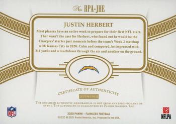 2020 Panini Flawless - Rookie Patch Autographs #RPA-JHE Justin Herbert Back