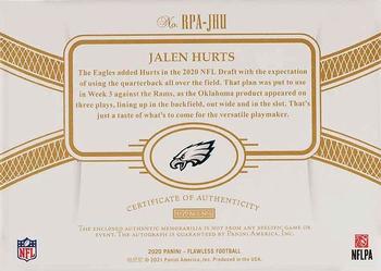 2020 Panini Flawless - Rookie Patch Autographs #RPA-JHU Jalen Hurts Back