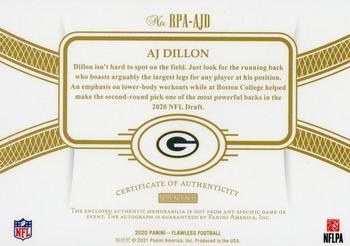 2020 Panini Flawless - Rookie Patch Autographs Silver #RPA-AJD AJ Dillon Back