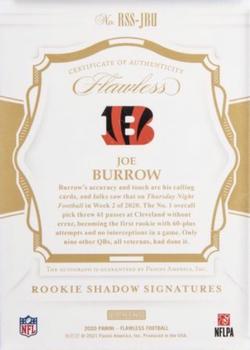 2020 Panini Flawless - Rookie Shadow Signatures #RSS-JBU Joe Burrow Back