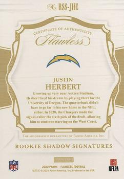 2020 Panini Flawless - Rookie Shadow Signatures Ruby #RSS-JHE Justin Herbert Back