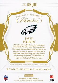 2020 Panini Flawless - Rookie Shadow Signatures Silver #RSS-JHU Jalen Hurts Back