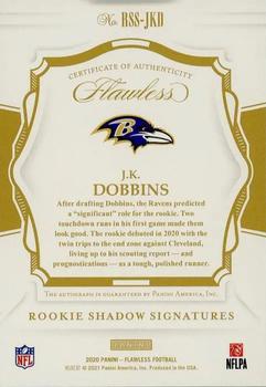 2020 Panini Flawless - Rookie Shadow Signatures Silver #RSS-JKD J.K. Dobbins Back
